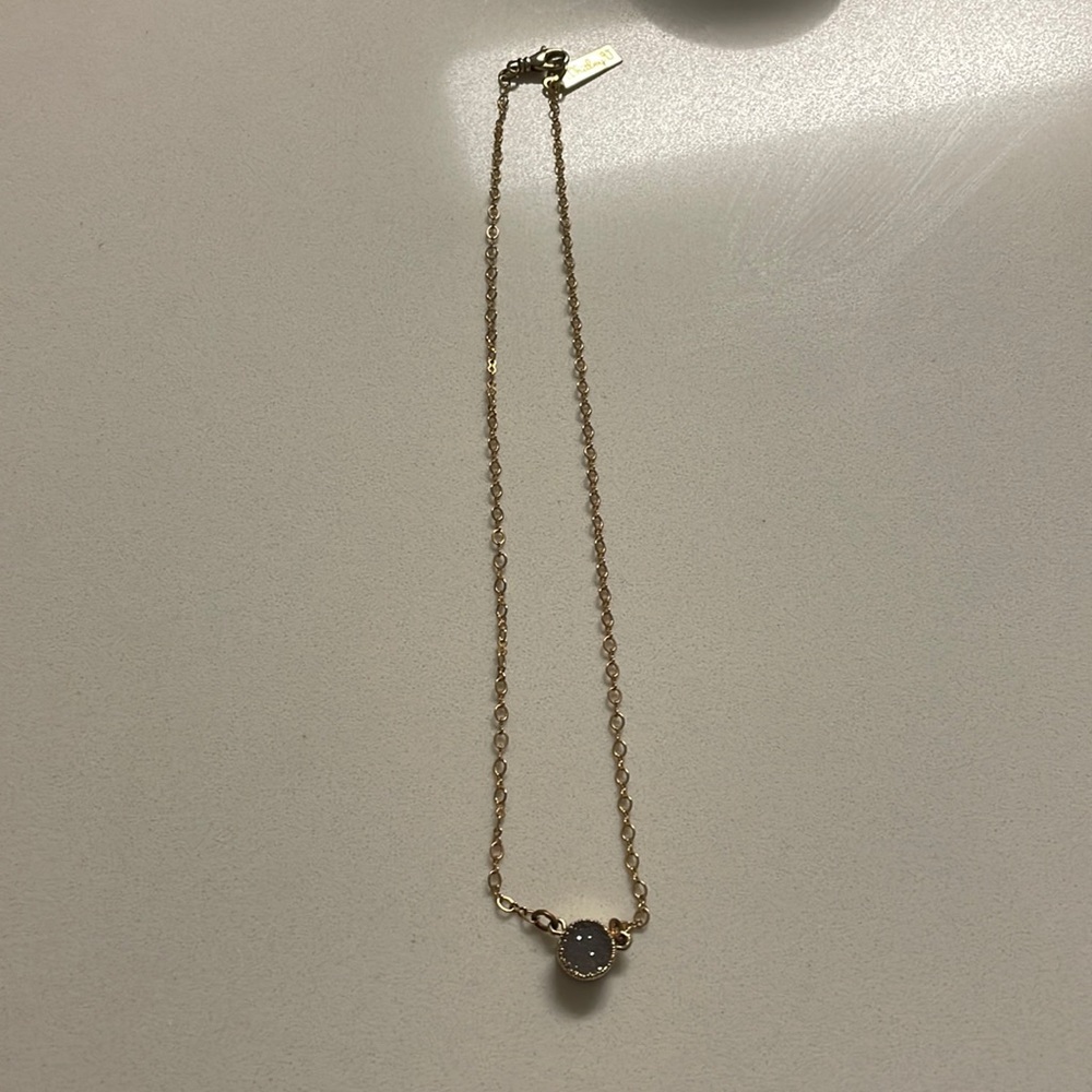 Gold costume jewelry necklace with purple stone- whitely V. Made in charelston💖